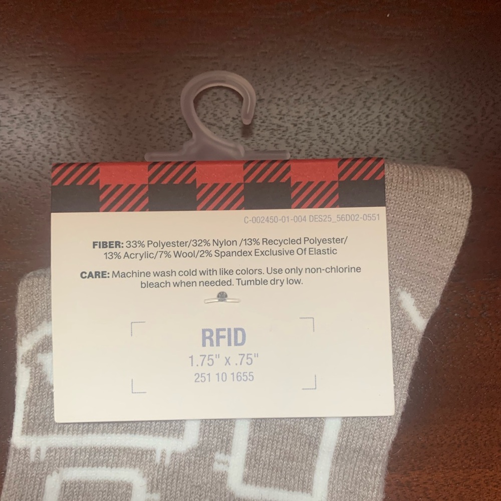 NWT Woolrich x Target Tan and Cream Sheep Patterned Crew Socks, Unisex - Picture 2 of 8